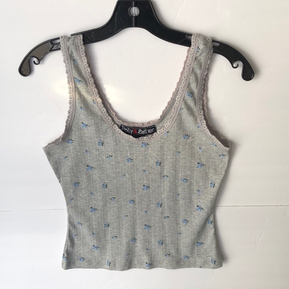 Polly & Esther Gray Cropped Sleeveless Shirt Tank Top Size M - Picture 1 of 6